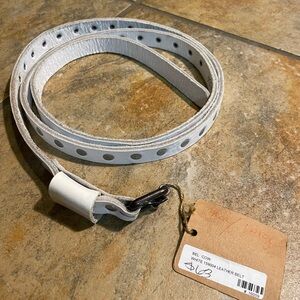 Studded White Leather Belt